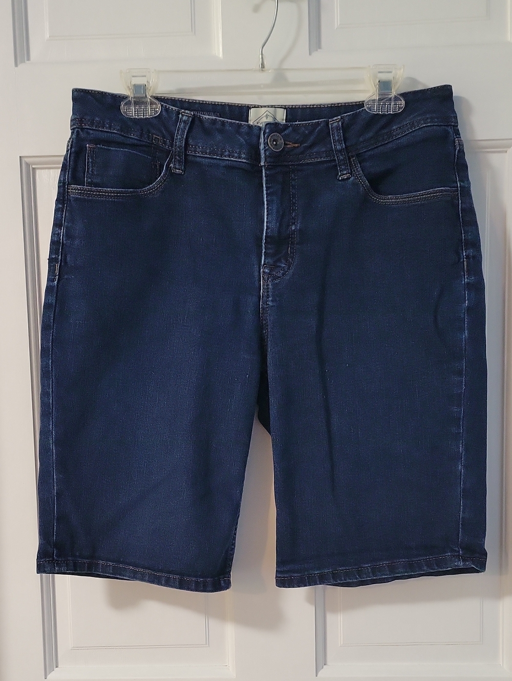 St. John's Bay Women's Navy Blue Denim Jean Bermuda Shorts